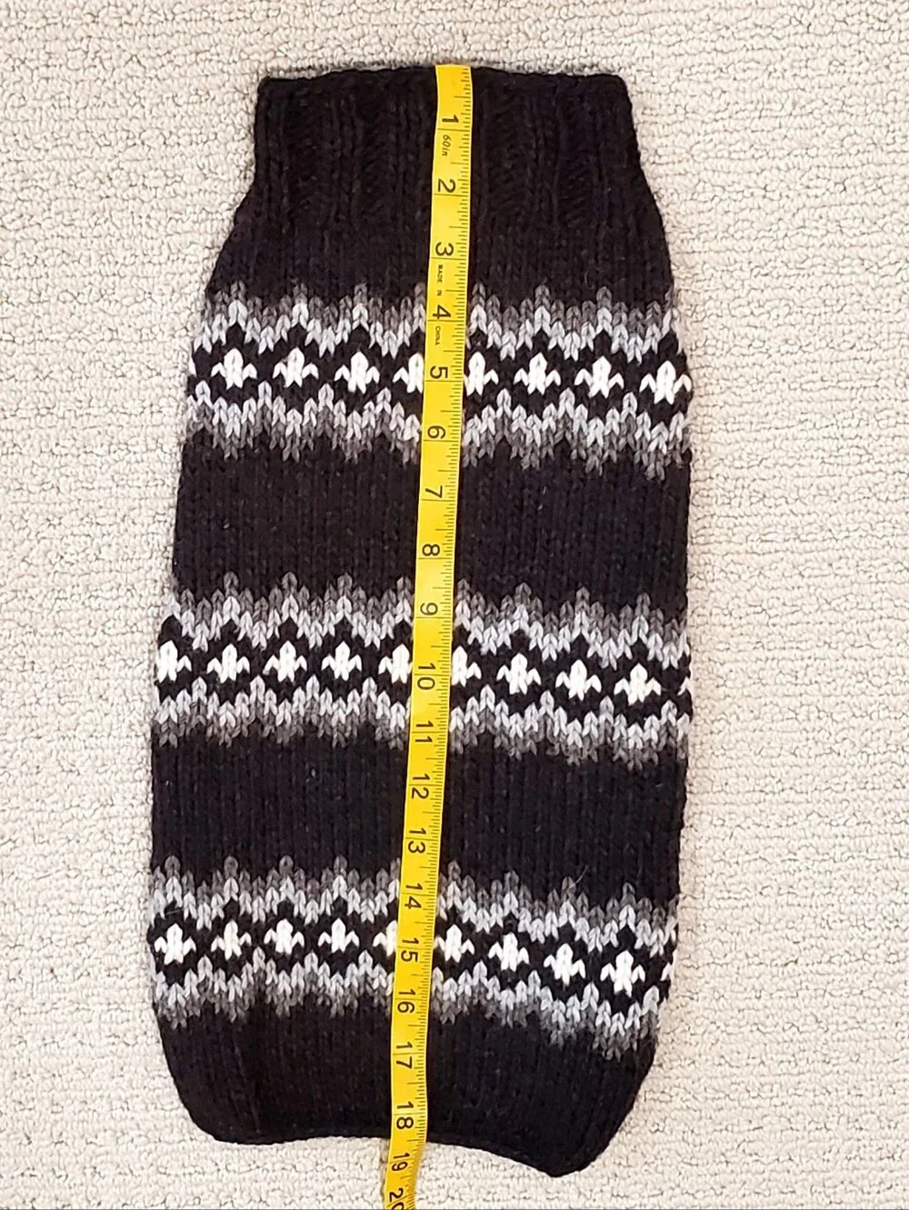 Chilly Dog Hand Knitted 100% Wool Brown+ White/Grey Diamond Dog Sweater, Small